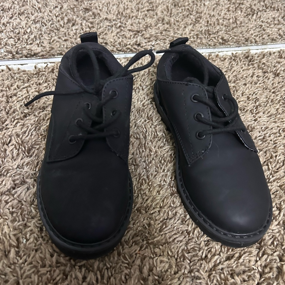 Kids Black Lace-Up Shoes